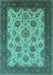 Machine Washable Oriental Turquoise Traditional Area Rugs, wshurb1351turq