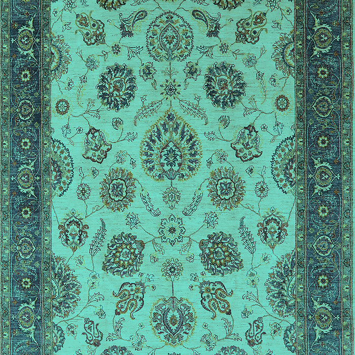 Machine Washable Oriental Turquoise Traditional Area Rugs, wshurb1351turq