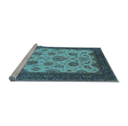 Sideview of Machine Washable Oriental Light Blue Traditional Rug, wshurb1351lblu