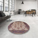 Round Mid-Century Modern Maroon Purple Oriental Rug in a Office, urb1351