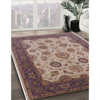 Mid-Century Modern Maroon Purple Oriental Rug, urb1351