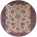 Round Mid-Century Modern Maroon Purple Oriental Rug, urb1351