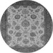 Round Machine Washable Oriental Gray Traditional Rug, wshurb1351gry