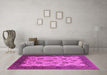 Machine Washable Oriental Pink Traditional Rug in a Living Room, wshurb1351pnk