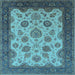 Square Machine Washable Oriental Light Blue Traditional Rug, wshurb1351lblu