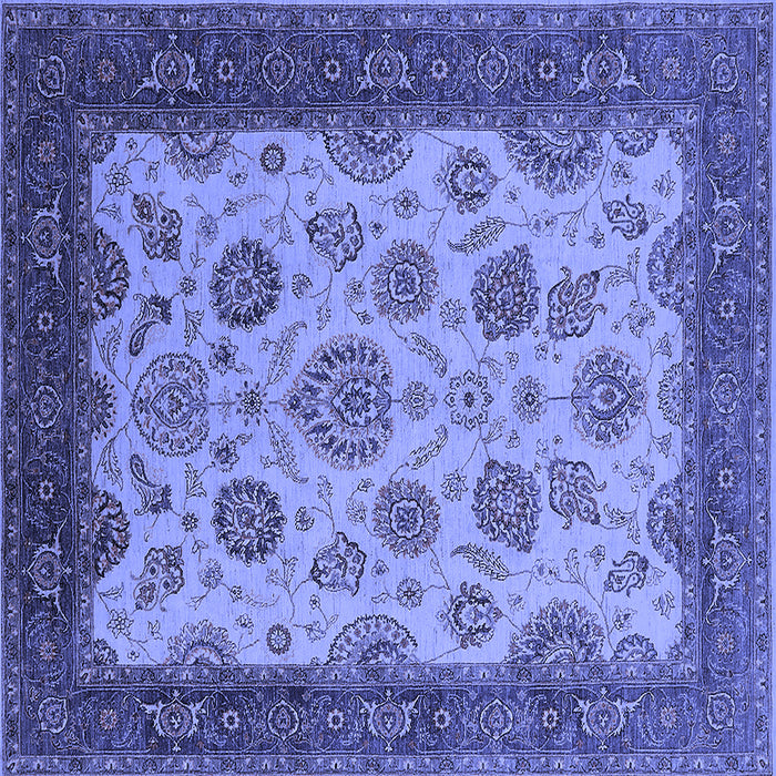 Square Machine Washable Oriental Blue Traditional Rug, wshurb1351blu