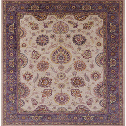 Square Mid-Century Modern Maroon Purple Oriental Rug, urb1351
