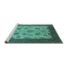 Sideview of Machine Washable Oriental Turquoise Traditional Area Rugs, wshurb1351turq