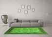 Machine Washable Oriental Green Traditional Area Rugs in a Living Room,, wshurb1351grn