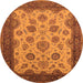 Round Oriental Orange Traditional Rug, urb1351org