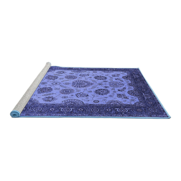 Sideview of Machine Washable Oriental Blue Traditional Rug, wshurb1351blu