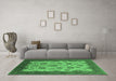 Machine Washable Oriental Emerald Green Traditional Area Rugs in a Living Room,, wshurb1351emgrn