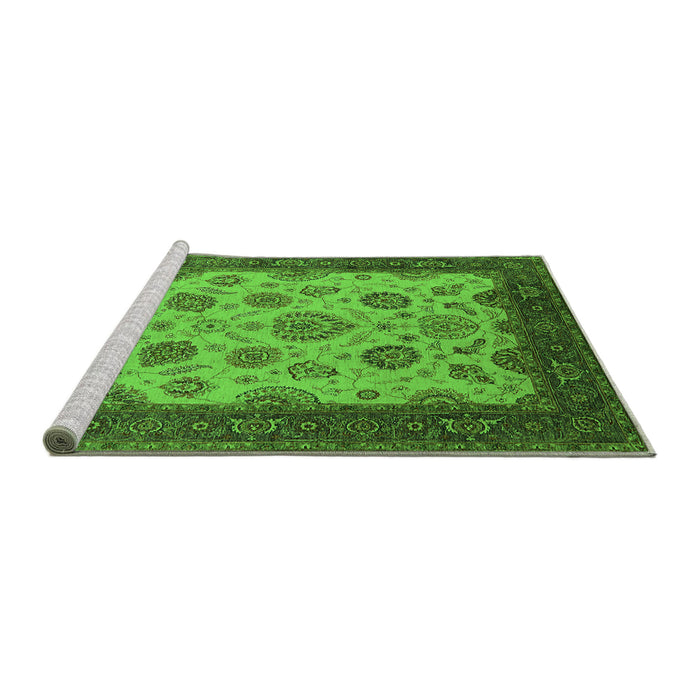 Sideview of Machine Washable Oriental Green Traditional Area Rugs, wshurb1351grn