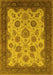 Machine Washable Oriental Yellow Traditional Rug, wshurb1351yw