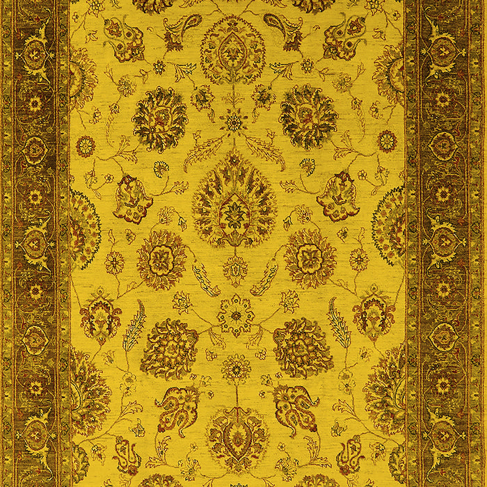 Machine Washable Oriental Yellow Traditional Rug, wshurb1351yw