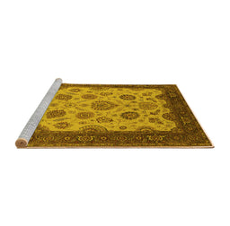 Sideview of Machine Washable Oriental Yellow Traditional Rug, wshurb1351yw