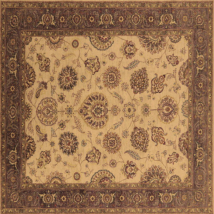Square Oriental Brown Traditional Rug, urb1351brn