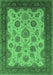 Machine Washable Oriental Emerald Green Traditional Area Rugs, wshurb1351emgrn