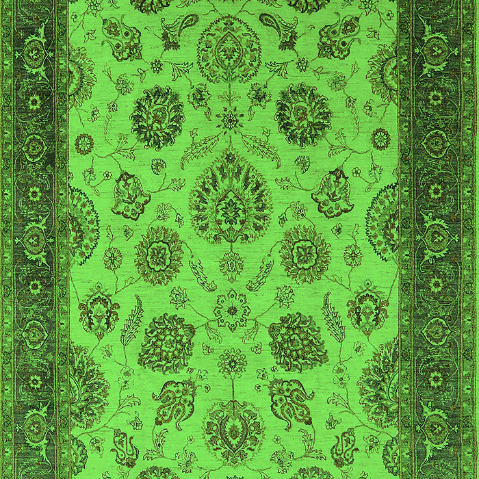 Machine Washable Oriental Green Traditional Area Rugs, wshurb1351grn