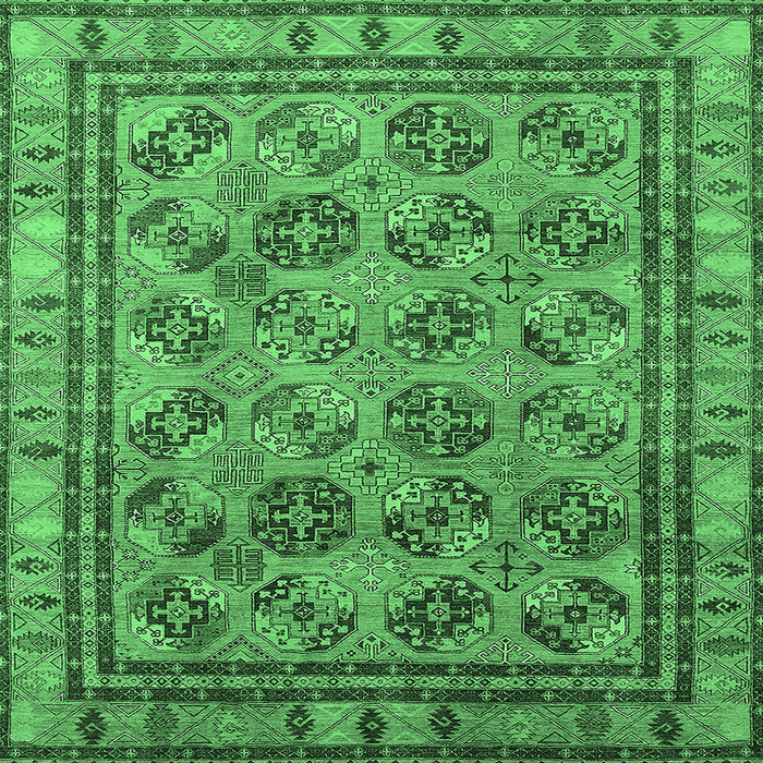 Square Oriental Emerald Green Traditional Rug, urb1352emgrn