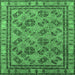 Square Oriental Emerald Green Traditional Rug, urb1352emgrn