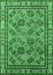 Machine Washable Oriental Emerald Green Traditional Area Rugs, wshurb1352emgrn