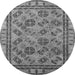 Round Machine Washable Oriental Gray Traditional Rug, wshurb1352gry