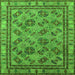 Square Machine Washable Oriental Green Traditional Area Rugs, wshurb1352grn