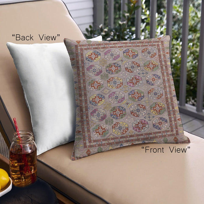 Front View of Mid-Century Modern Urban Square Chestnut Brown Throw Pillow, 18 inch by 18 inch, pwurb1352