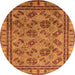 Round Oriental Orange Traditional Rug, urb1352org