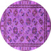 Round Machine Washable Oriental Purple Traditional Area Rugs, wshurb1352pur