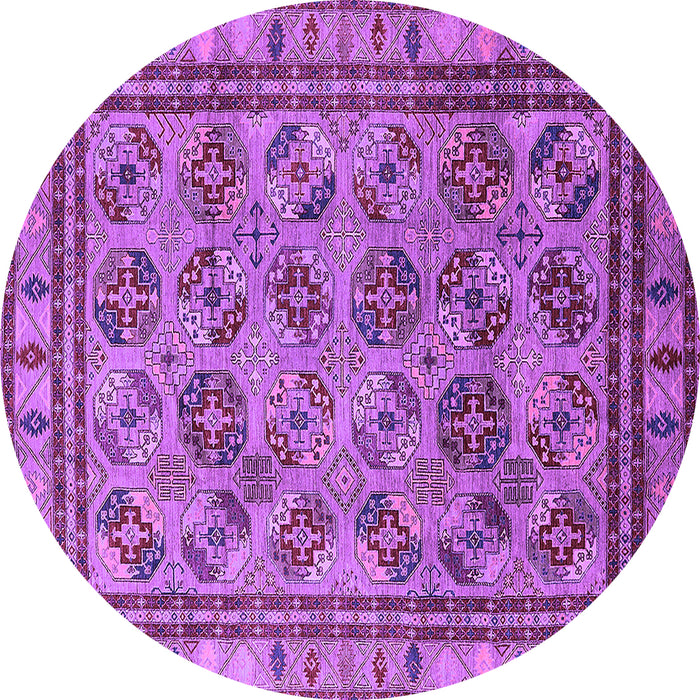 Round Oriental Purple Traditional Rug, urb1352pur