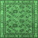 Square Machine Washable Oriental Emerald Green Traditional Area Rugs, wshurb1352emgrn