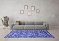 Machine Washable Oriental Blue Traditional Rug, wshurb1352blu