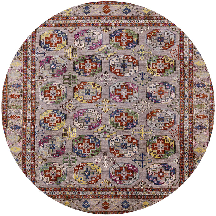 Round Machine Washable Industrial Modern Chestnut Brown Rug, wshurb1352