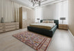 Mid-Century Modern Chestnut Brown Oriental Rug in a Bedroom, urb1352