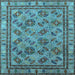 Square Machine Washable Oriental Light Blue Traditional Rug, wshurb1352lblu