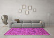 Machine Washable Oriental Pink Traditional Rug in a Living Room, wshurb1352pnk