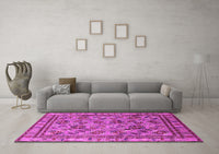 Machine Washable Oriental Pink Traditional Rug, wshurb1352pnk