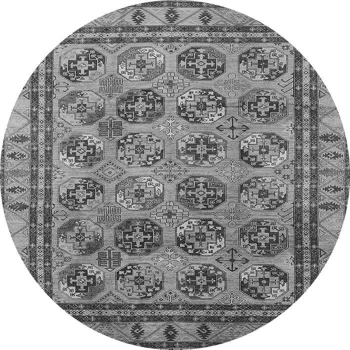 Round Oriental Gray Traditional Rug, urb1352gry