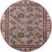 Round Mid-Century Modern Chestnut Brown Oriental Rug, urb1352