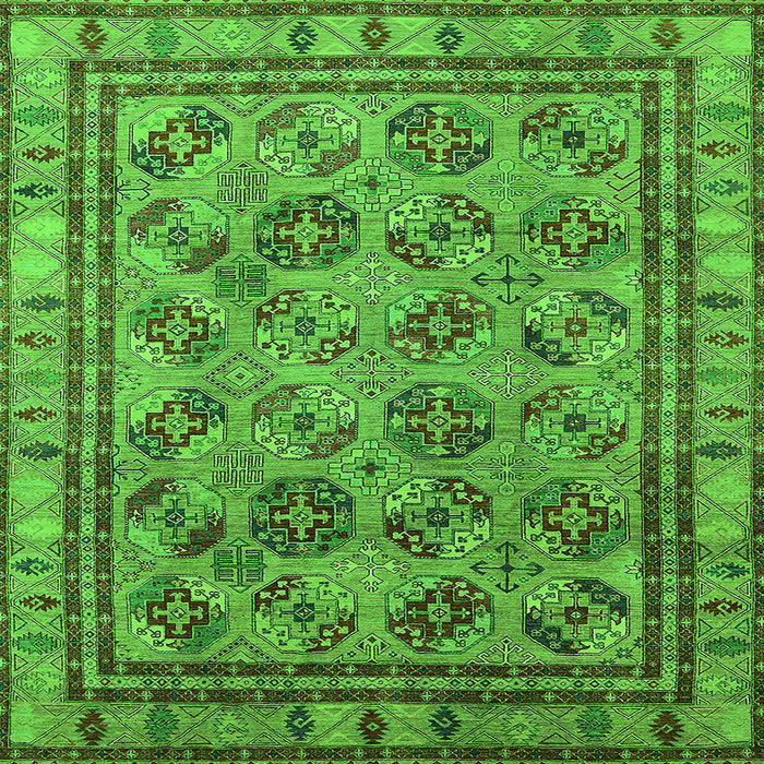 Square Oriental Green Traditional Rug, urb1352grn