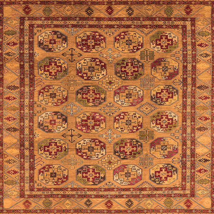 Square Oriental Orange Traditional Rug, urb1352org