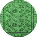 Round Oriental Emerald Green Traditional Rug, urb1352emgrn