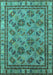 Machine Washable Oriental Turquoise Traditional Area Rugs, wshurb1352turq