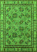 Machine Washable Oriental Green Traditional Area Rugs, wshurb1352grn