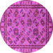 Round Machine Washable Oriental Pink Traditional Rug, wshurb1352pnk