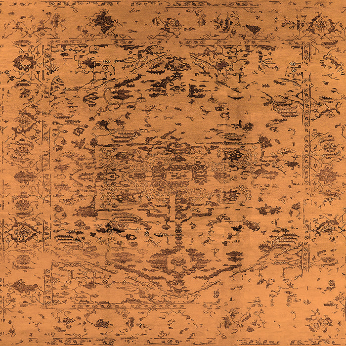 Square Machine Washable Oriental Orange Industrial Area Rugs, wshurb1353org