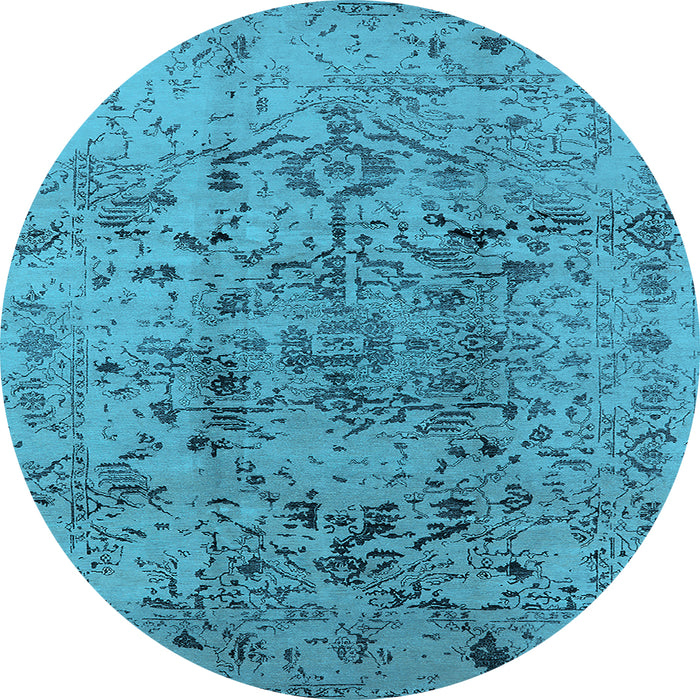 Round Oriental Light Blue Industrial Rug, urb1353lblu