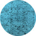 Round Oriental Light Blue Industrial Rug, urb1353lblu